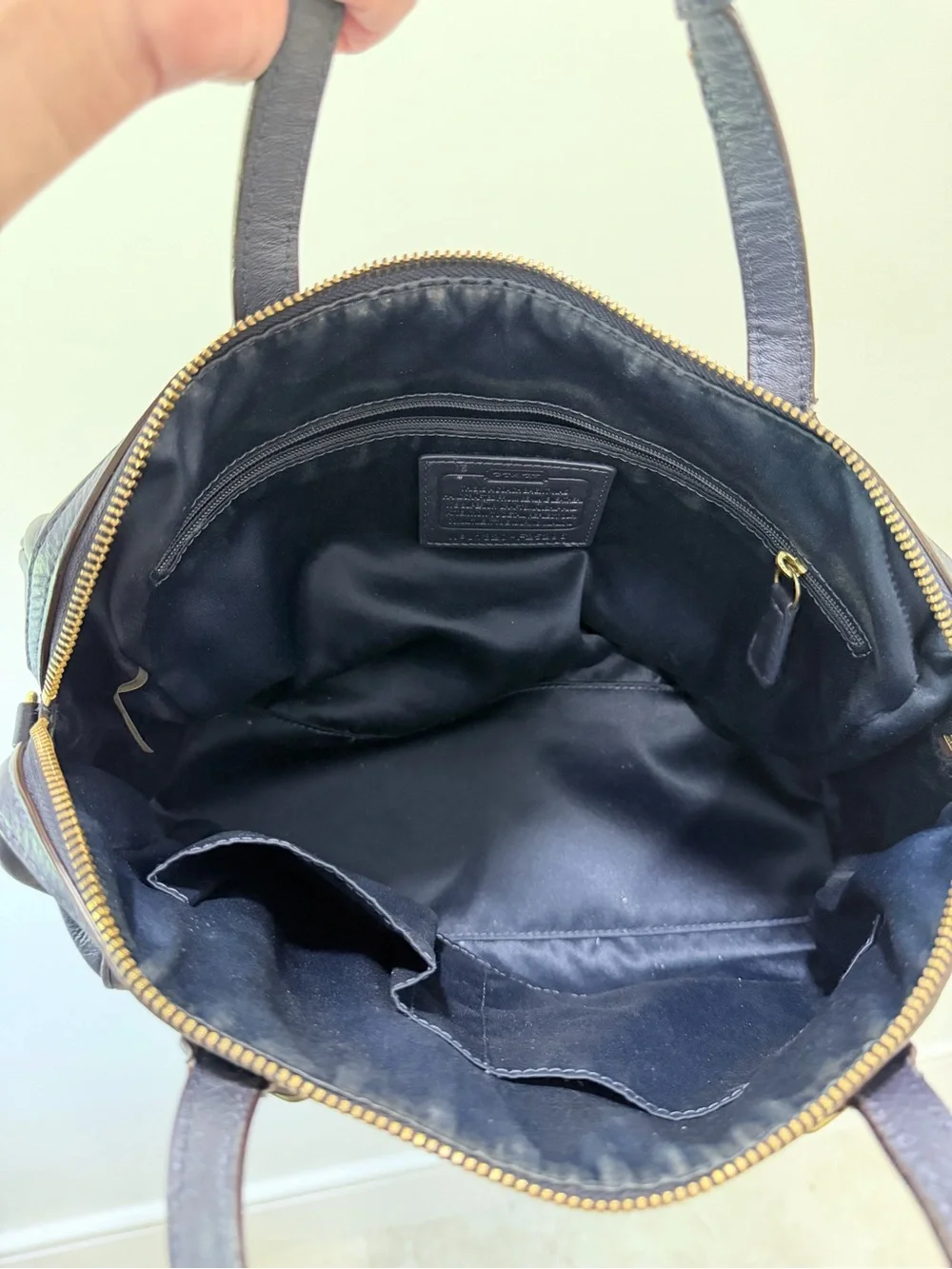 Coach Navy Blue Pebbled Leather Satchel Bag